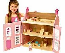 Chad Valley Wooden 3 Storey Dolls House - Pink