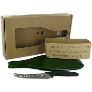 champagne Bottle Cheese Board with Knife