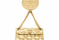 Gold-tone handbag brooch