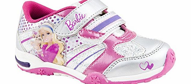Character Barbie Girls Silver and Pink Trainers Size 9