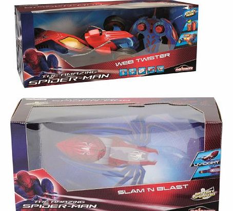 Spider-Man BUNDLE Slam n Blast Launcher & Web Twister Stunt Car R/C 2 Items