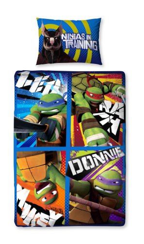 Character World 135 x 200 cm Teenage Mutant Ninja Turtles Dudes Single Panel Duvet Set, Multi-Color