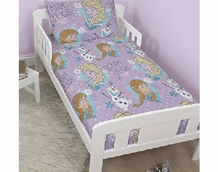 Character World Disney Frozen Crystal Junior Rotary Duvet Set Elsa Anna and Olaf Fits Toddler Junior amp; Cot Bed Duvet Cover and Pillow Case