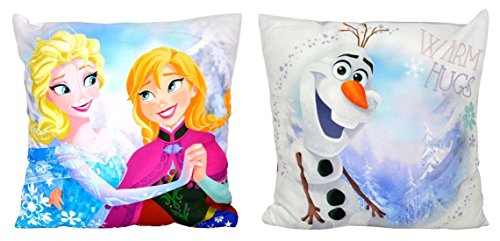 New Disney Frozen Anna Elsa and Olaf Crystal Reversible Pillow Cushion
