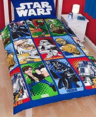 Character World NEW OFFICIAL STAR WARS CARTONS SINGLE DUVET QUILT COVER KIDS BOYS ROTARY BEDDING SET (SWC1)