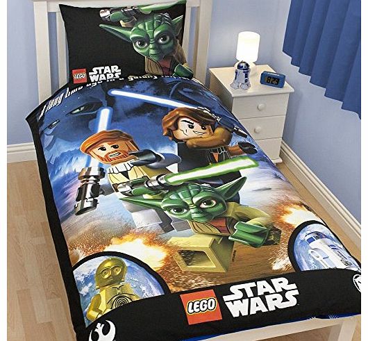 Official Lego Star Wars Galaxy Anakin Skywalker, Obi-Wan Kenobi and Yoda Single Panel Duvet Cover