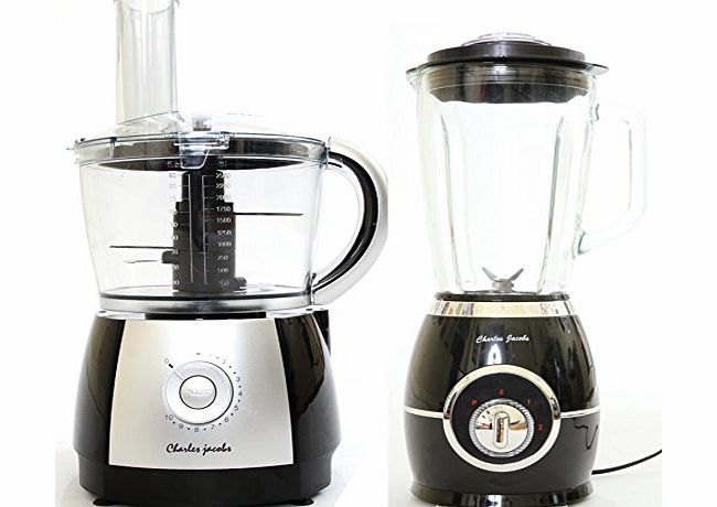 Charles Jacobs 2.5 Litre Powerful Food Processor with 10 Speeds plus Pulse Charles Jacobs   1.5L Solid Glass Jug Powerful Food Blender with 2 Speeds plus Pulse in Black - 12 Month 5STAR Warranty