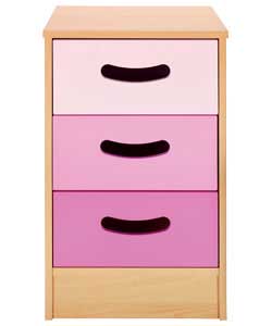 3 Drawer Bedside Chest - Pink
