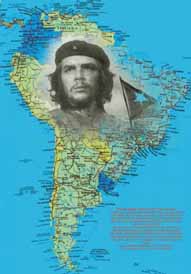 Che Guevara Map Blue Textile Poster