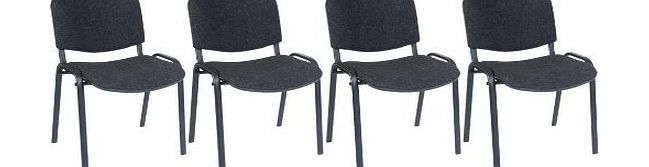 CHECO Stackable Chairs 4 x CHECO Stackable Chairs Upholstered in Black Fabric