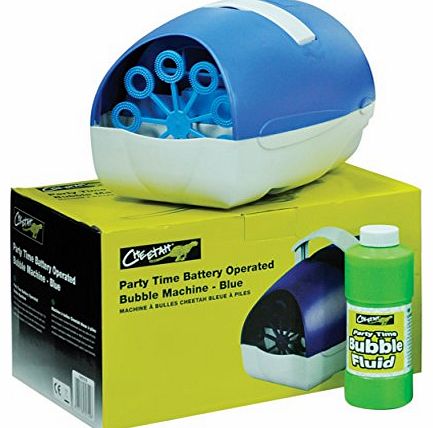 BATTERY OR MAINS LARGE BLUE PARTY TIME BUBBLE MACHINE (UP TO150 BUBBLES PER MIN)