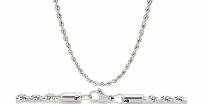 Chelsea Jewelry Basic Collections 20`` 18K White Gold French Rope Chain. Nickel Free amp; Resistance against Wear amp; Tear