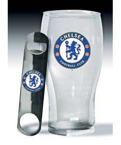 Pint Glass and Bottle Opener