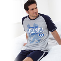 Chelsea Short Pyjamas - Navy/Blue/Grey Marl.