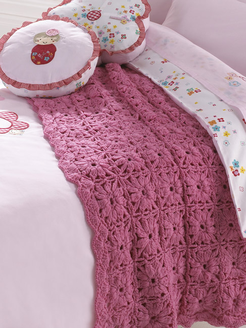 Cherry Blossom Cot/Cot Bed Crochet Throw Nursery