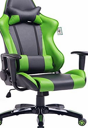 Cherry Tree Furniture CTF PRO Racing Gaming High Back PU Leather Metal Frame Swivel Office Chair with Height Adjustable Amrests (Green)