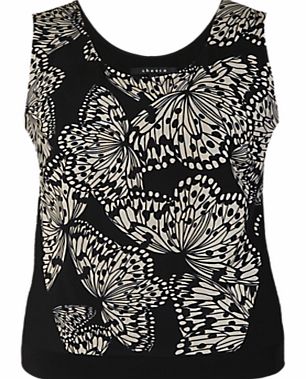 Chesca Butterfly Print Jersey Camisole, Black