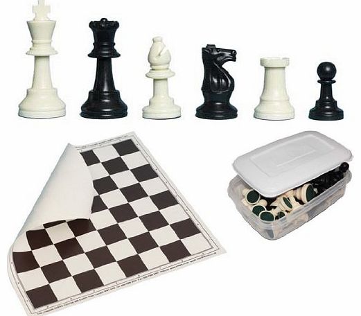 Chess and Bridge Plastic Gambit Chess Set, Roll-up Mat and Plastic Box