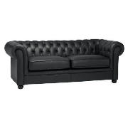 Chesterfield Large Leather Sofa, Black