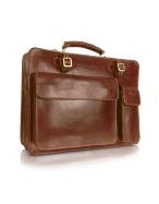 Handmade Brown Genuine Leather Double Gusset Briefcase