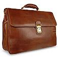 Chiarugi Menand#39;s Genuine Leather Double Gusset Briefcase