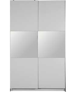 2 Door 1200mm Mirrored Wardrobe - White
