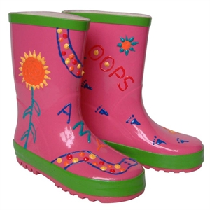 Childrens Paint Your Own Pink Rain Boots -