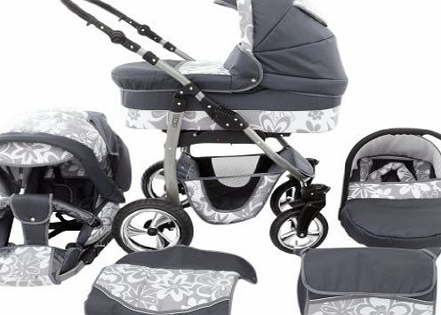 Dino 3 in 1 Combi Pushchair Travel System with car seat amp; umbrella (Rain cover, mosquito net, ca