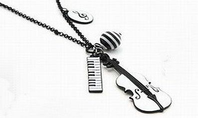 ChineOn Aokeshen 1 Pcs Hot Fashion Ladys Violin amp; Noteamp;Keyboard Long Necklace Circumference 75cm Charm Pendant Vintage Coat Sweater Chain Rock Cosplay Gift Favour New Arrive