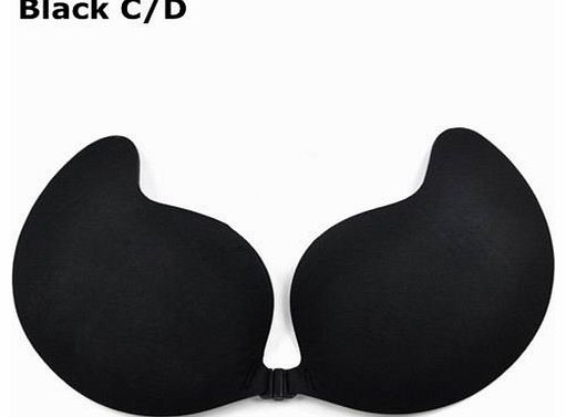 Caltrad Strapless Bra Stick On Self Adhesive Black/Nude Cups A/B C/D (C/D, Black)