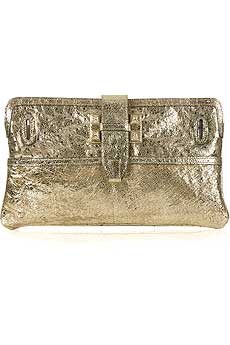 Chloandeacute; Elvire shiny gold clutch