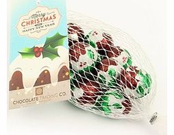 Net of chocolate Christmas puddings