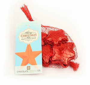 Net of Christmas chocolate red stars