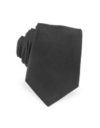 Embroidered Insects Black Solid Silk Tie