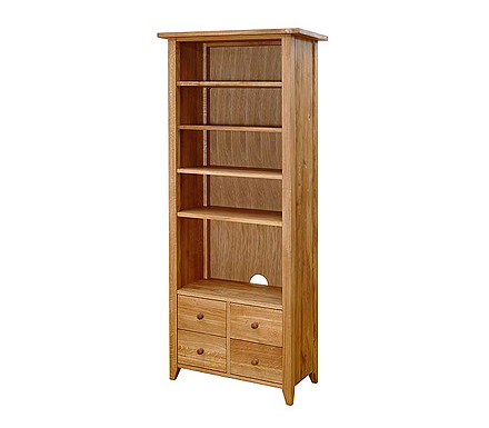 Verviers Oak Tall Bookcase with 4 Drawers