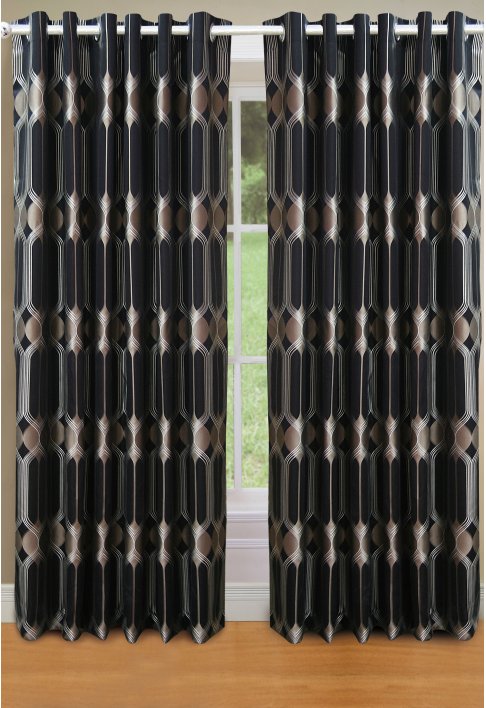 CHRISTIE Black Lined Eyelet Curtains