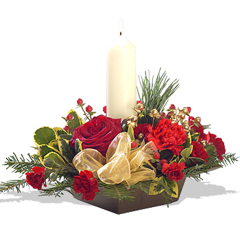 Christmas Candle - flowers