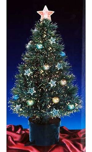 CHRISTMAS CONCEPTS 2FT GREEN FIBRE OPTIC CHRISTMAS TREE WITH STARS AND BAUBLES
