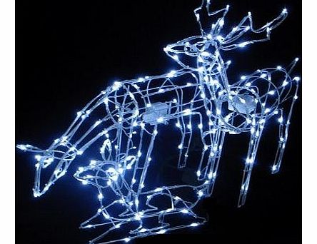Set Of 3 Animated Light Up Reindeer Family With White LED Lights