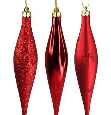 Christmas Direct Six Red Droplet Christmas Tree Decorations