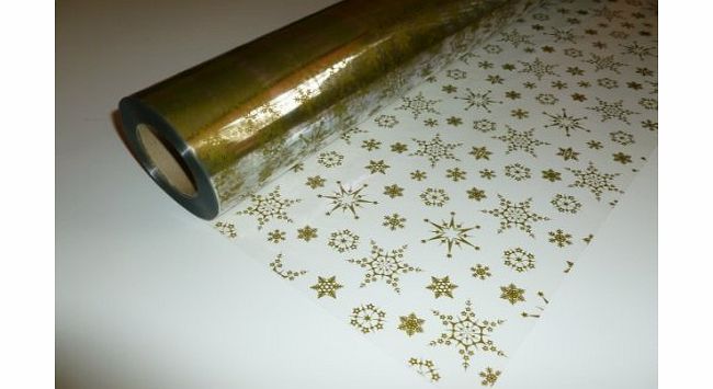 Christmas Snowflake Cellophane Wrap 10m x 80cm Christmas Snowflake (Gold) Cellophane Gift Wrap. Florist Quality Bouquet / Gift / Hamper / Basket Wrapping