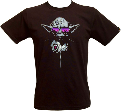 Men` Black DJ Yoda Star Wars T-Shirt from Chunk