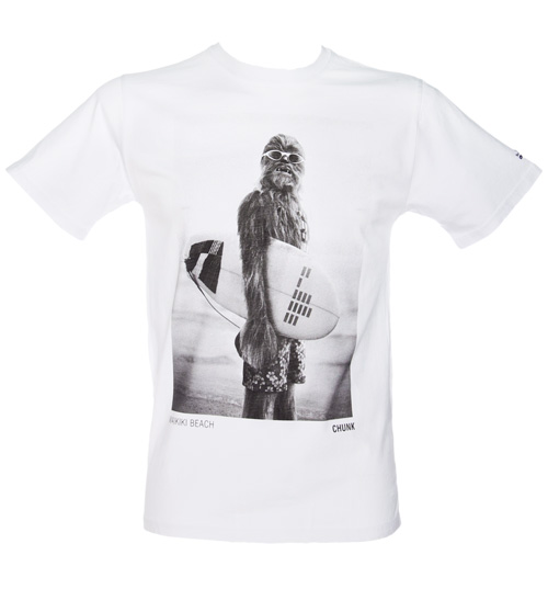 Mens White Star Wars Wookie Surfer T-Shirt