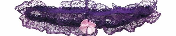 Chuzhao Wu Purple Rose Bride Hen Wedding bridal Garter Sexy Lace Garter With Bow(Pack Of 2)