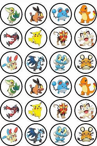 Pokemon Edible Wafer Rice Paper 24 x 4.5cm Cupcake Toppers/Decorations