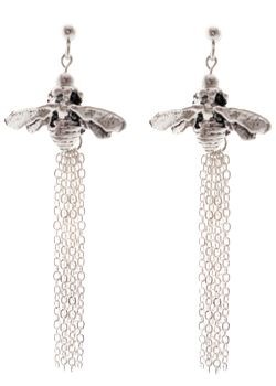 Cinderela B Silver Plated Bee Tassle Earrings by Cinderela B
