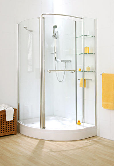 Shower Enclosure with External Shelving