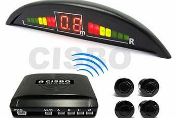 CISBO Red Wireless Car reversing parking Four 4 rear sensors with Colour LED displayer
