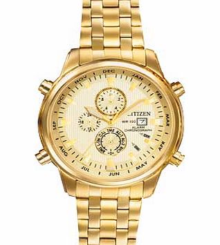 Mens Gold Tone Chronograph Bracelet Watch