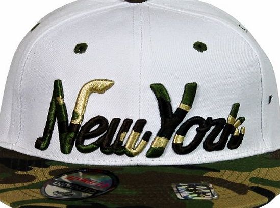 City Gang Snapback Mens Snapback Caps Retro Fitted Adjustable Army Camouflage Designer (White amp; Camo)